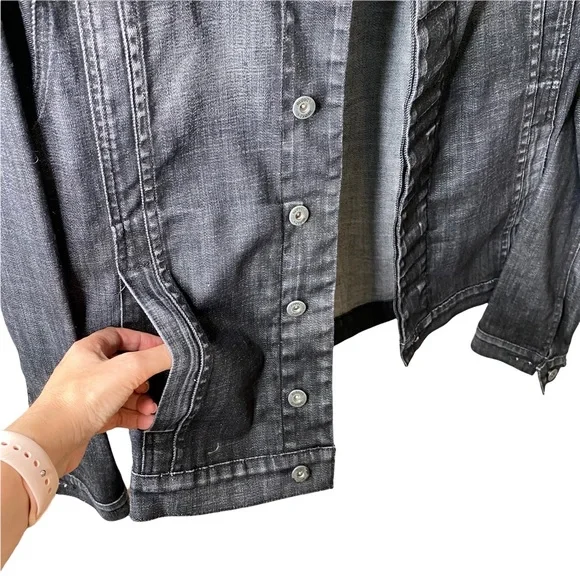 Hudson Jeans Moto Oversized Jacket Grey Black Denim Size Small - Picture 7 of 16